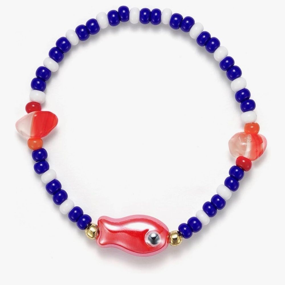 NEW 14K Gold Plated Natural Stone Summer Beach Bead Bracelet